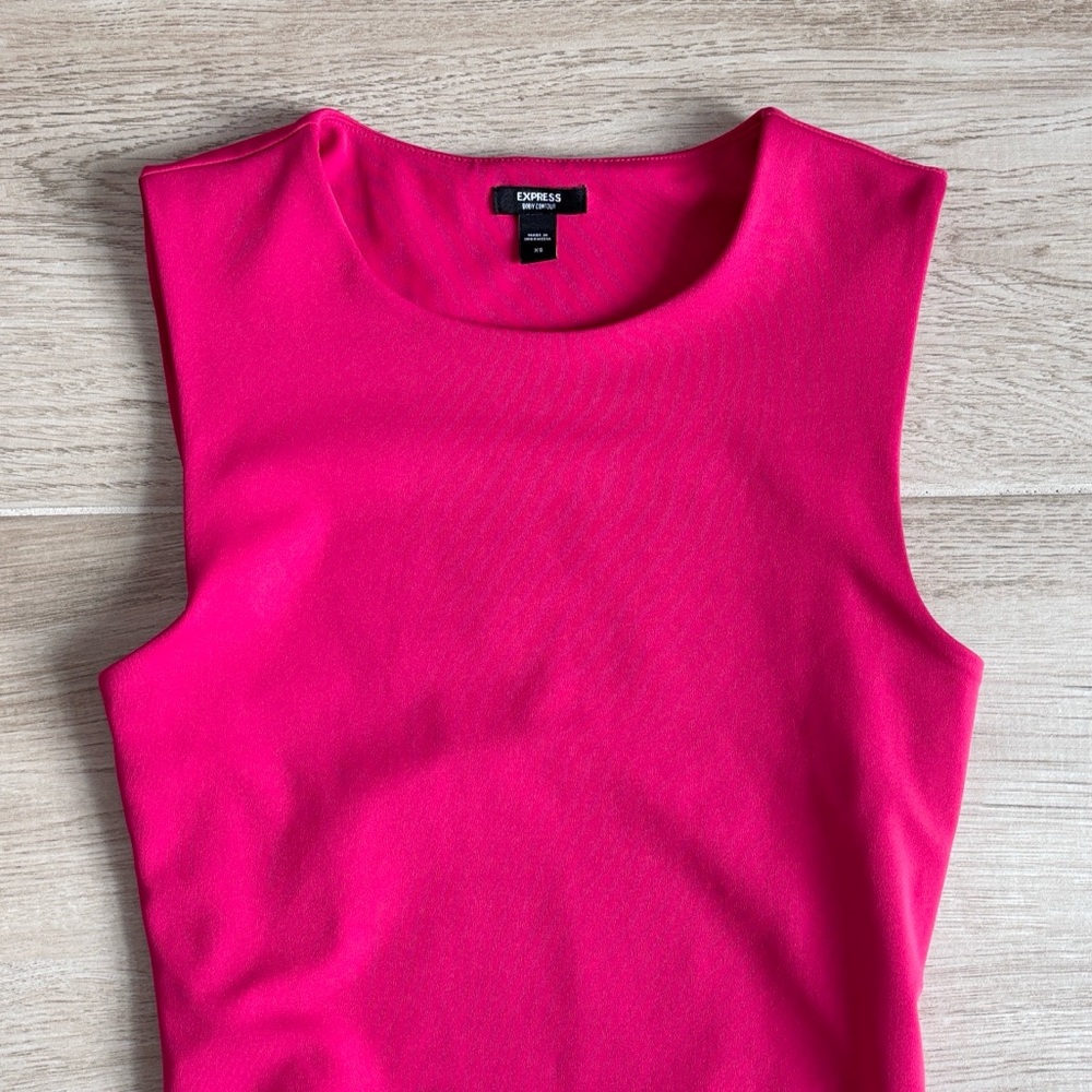 Express Body Contour Pink Open Back Sleeveless Tank Top Bodysuit - Picture 2 of 5